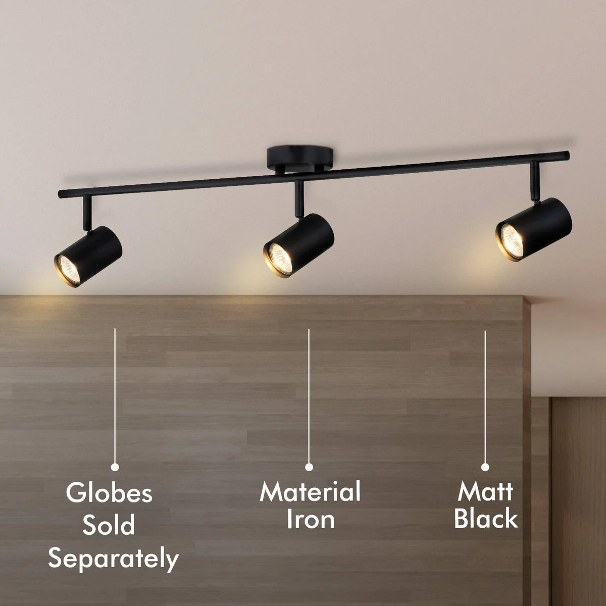 Verve Design Black Gabriella 3 Head Adjustable Spotlight 1770mm - Indoor Use - Image 3