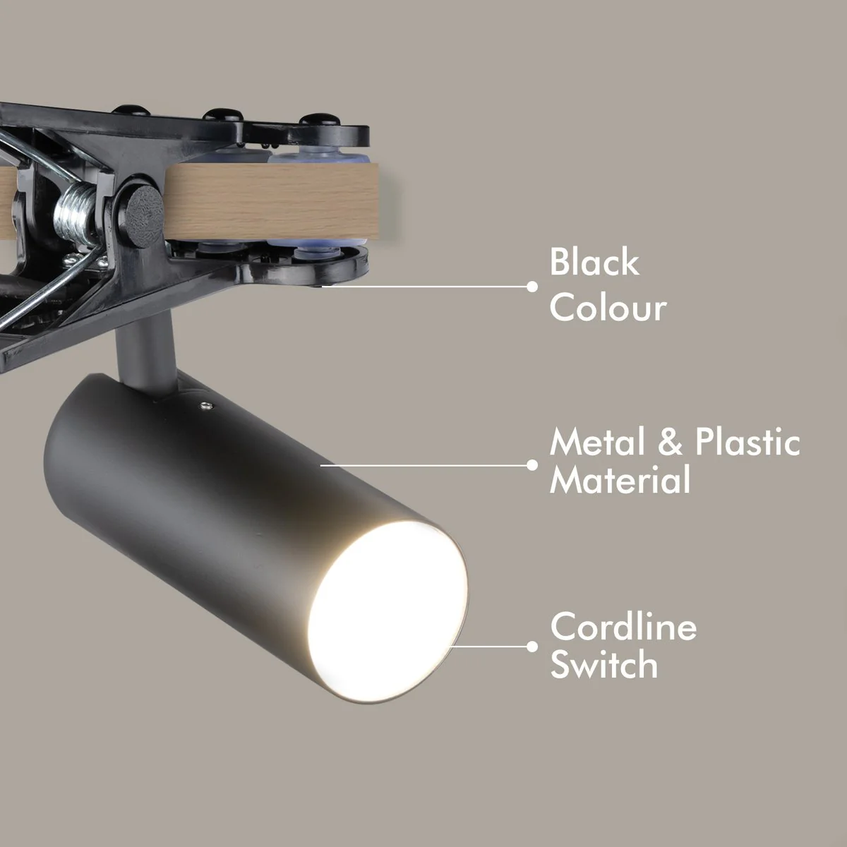 Verve Design Cody Clip Lamp 4.5W LED 145mm x 90mm x 130mm Black - Adjustable Shade - Image 4