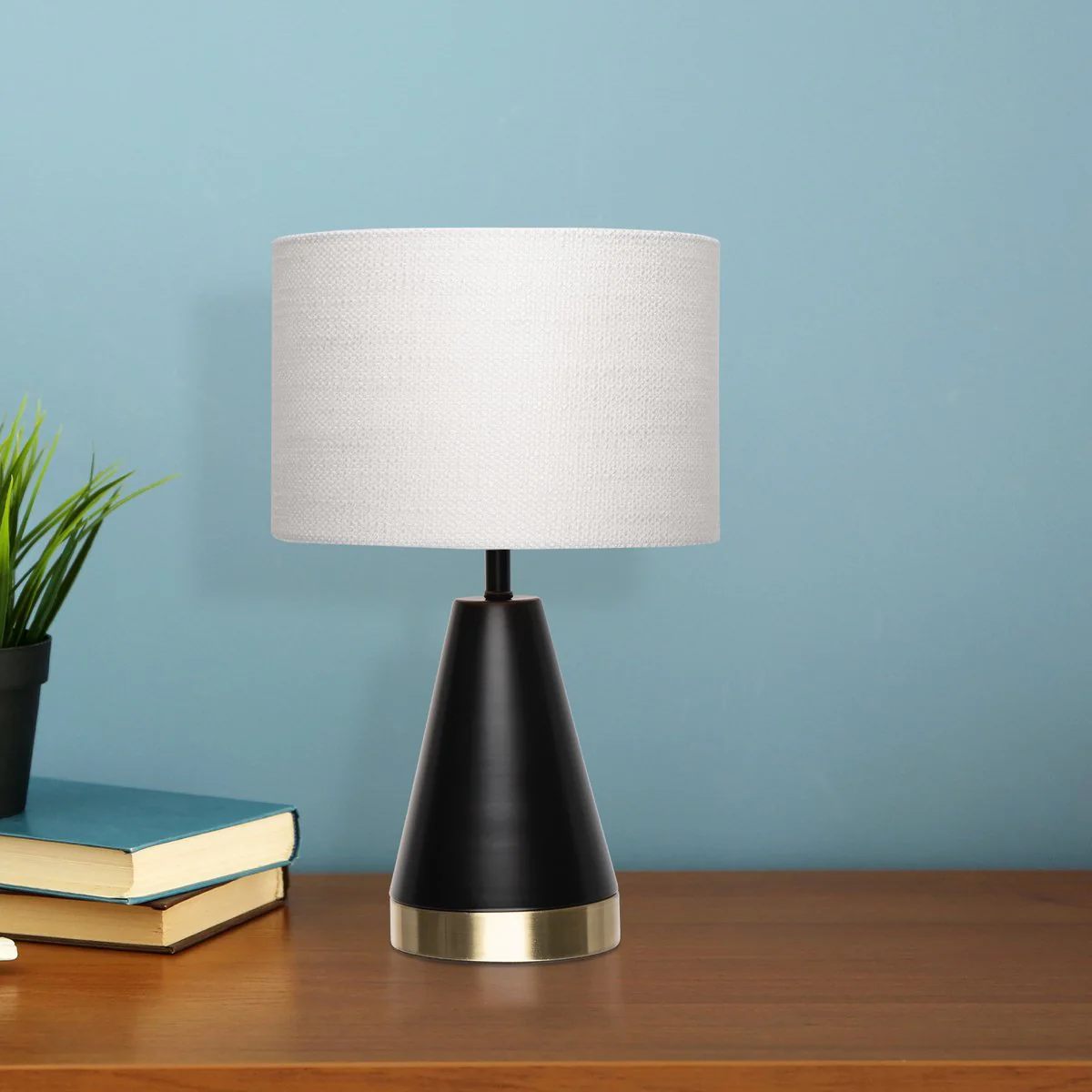 Verve Design Jessica Lamp Base - Matte Black with Gold Trim - 120mm x 280mm - Versatile Customisation - Image 3