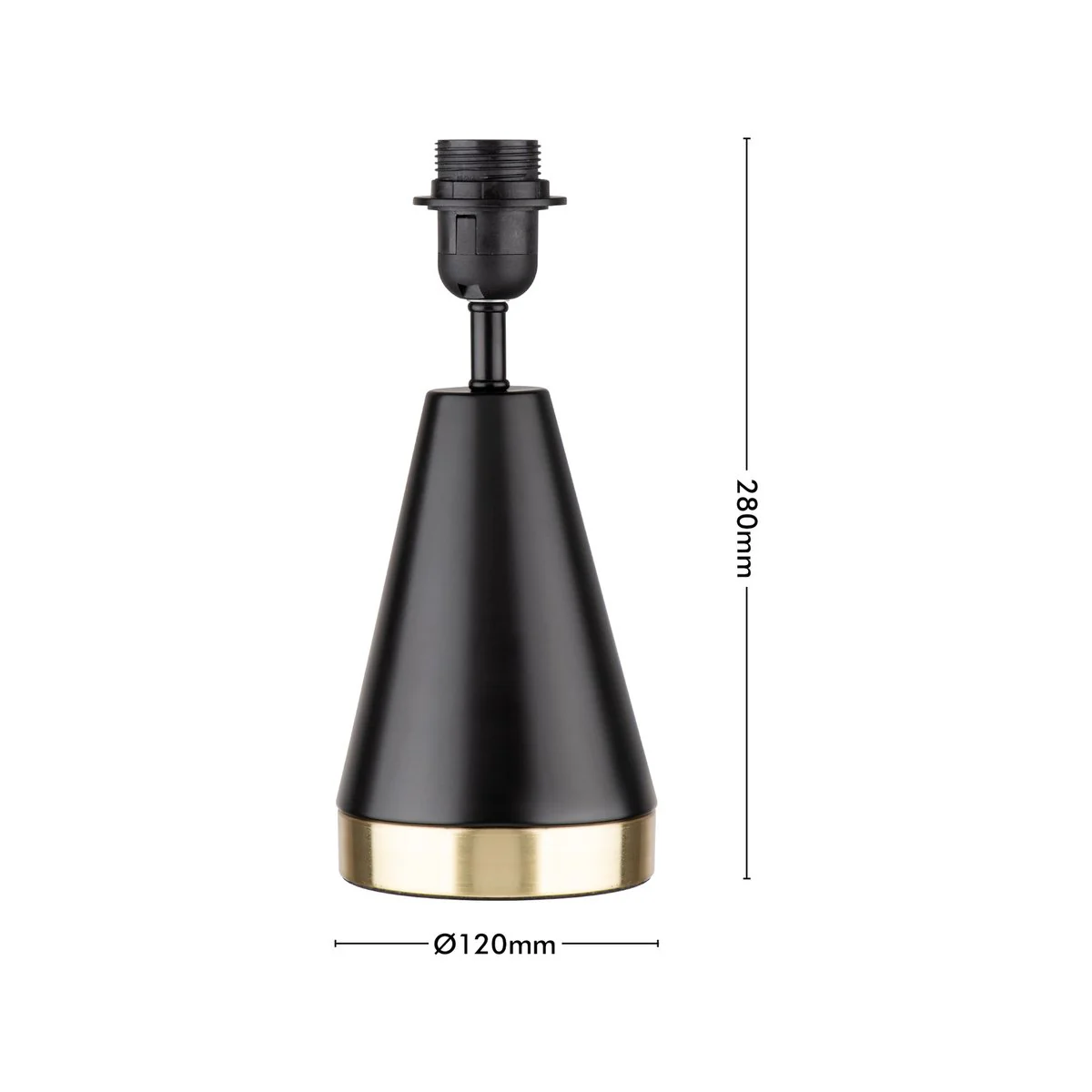 Verve Design Jessica Lamp Base - Matte Black with Gold Trim - 120mm x 280mm - Versatile Customisation - Image 4