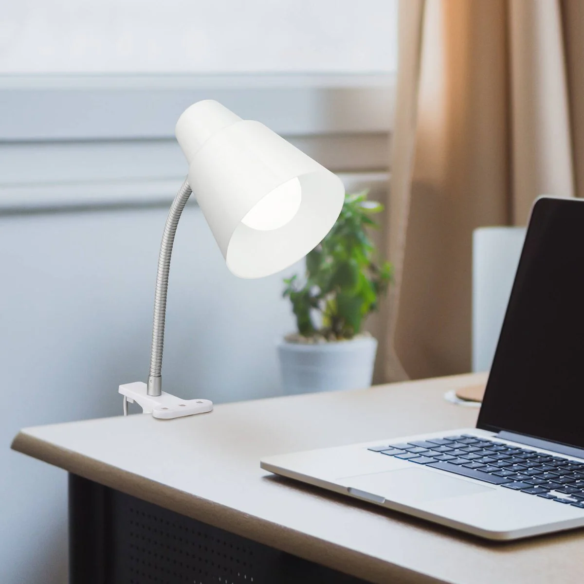 Verve Design White Brylee Clamp Lamp - Adjustable Gooseneck - 135mm x 340mm - Image 4