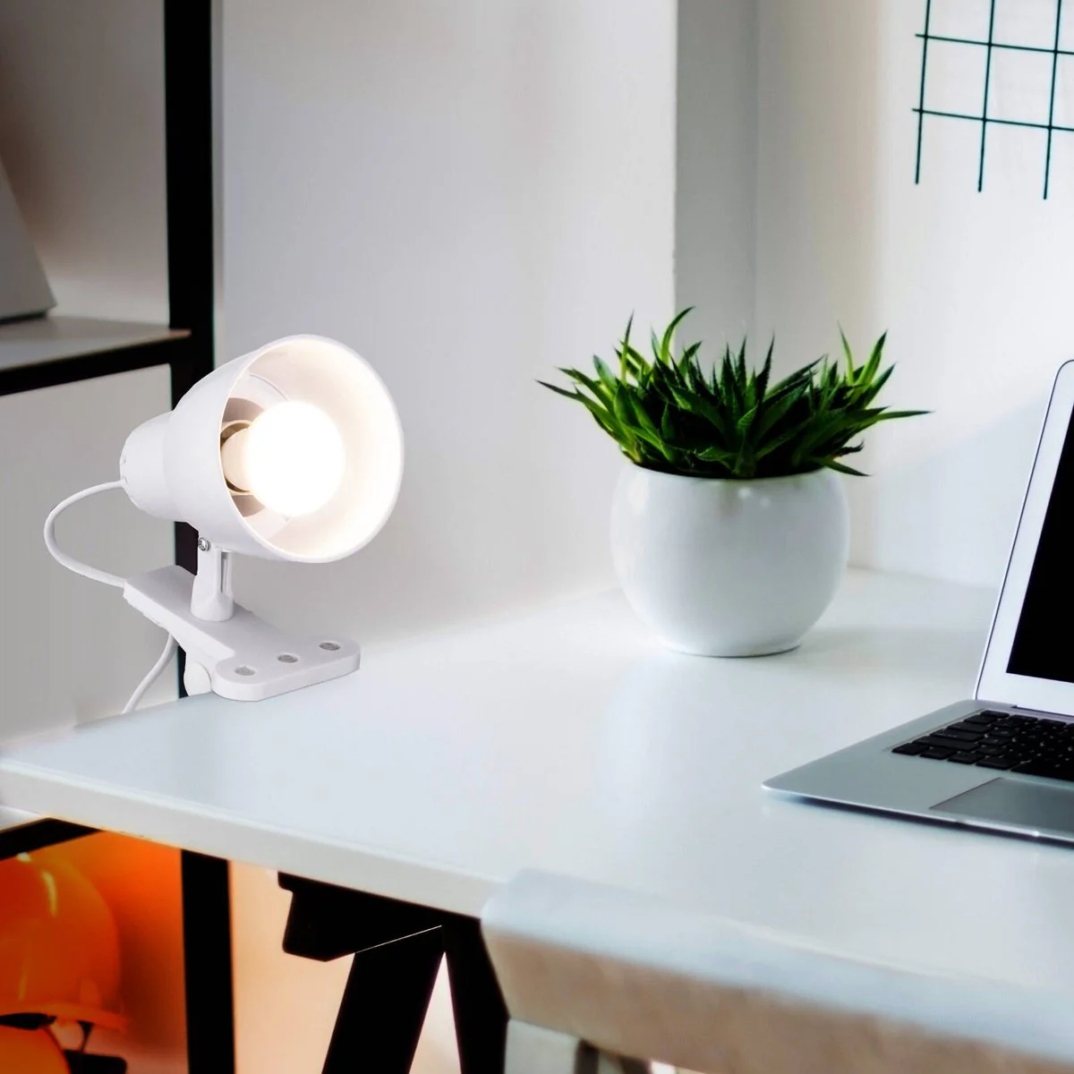 Verve Design White Cassy Clip Lamp - Adjustable Head - Inline Switch - 1.5m Cord - Image 5