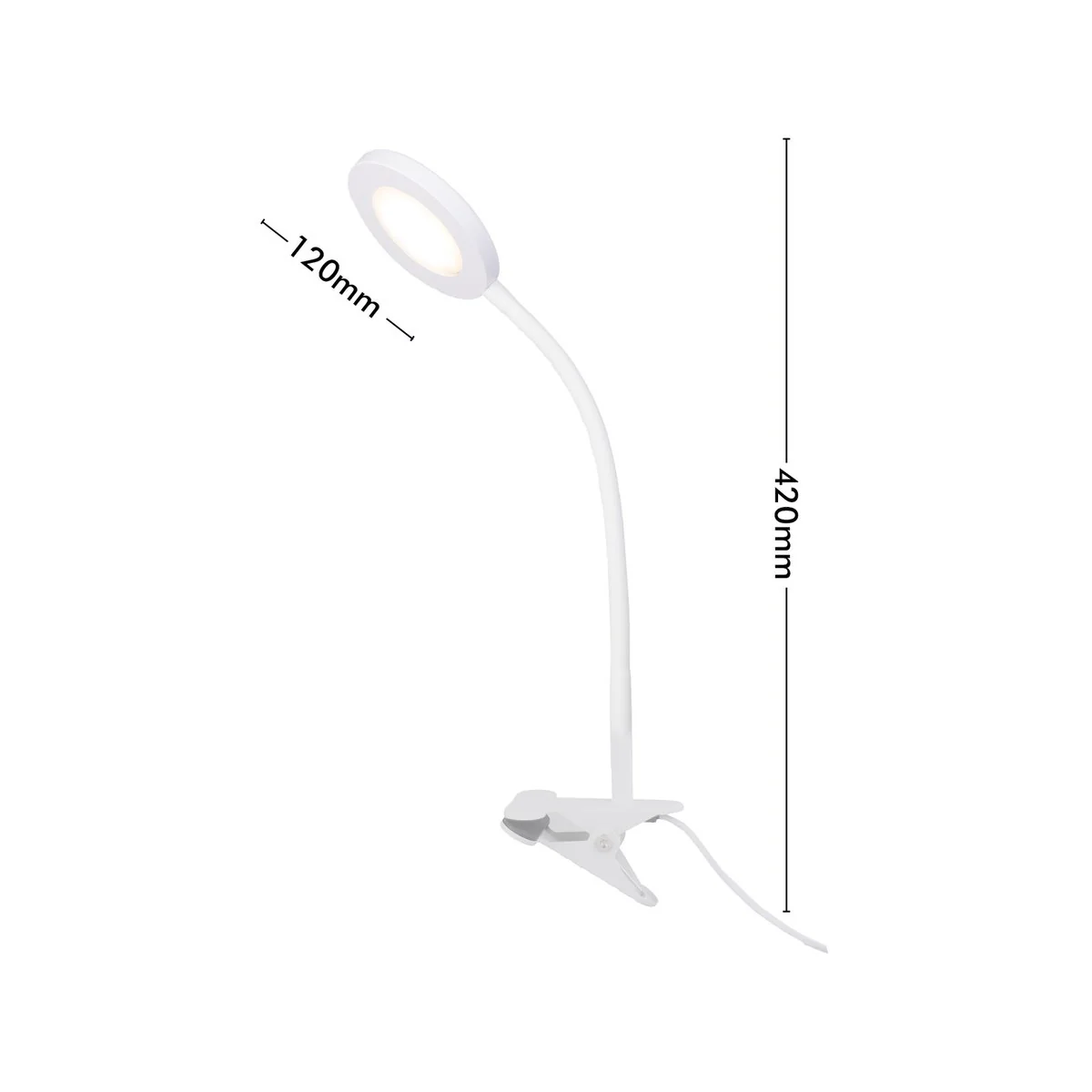 Verve Design White Dalton Clamp Lamp - 6W LED - 530 Lumens - 6500K - White - Image 4