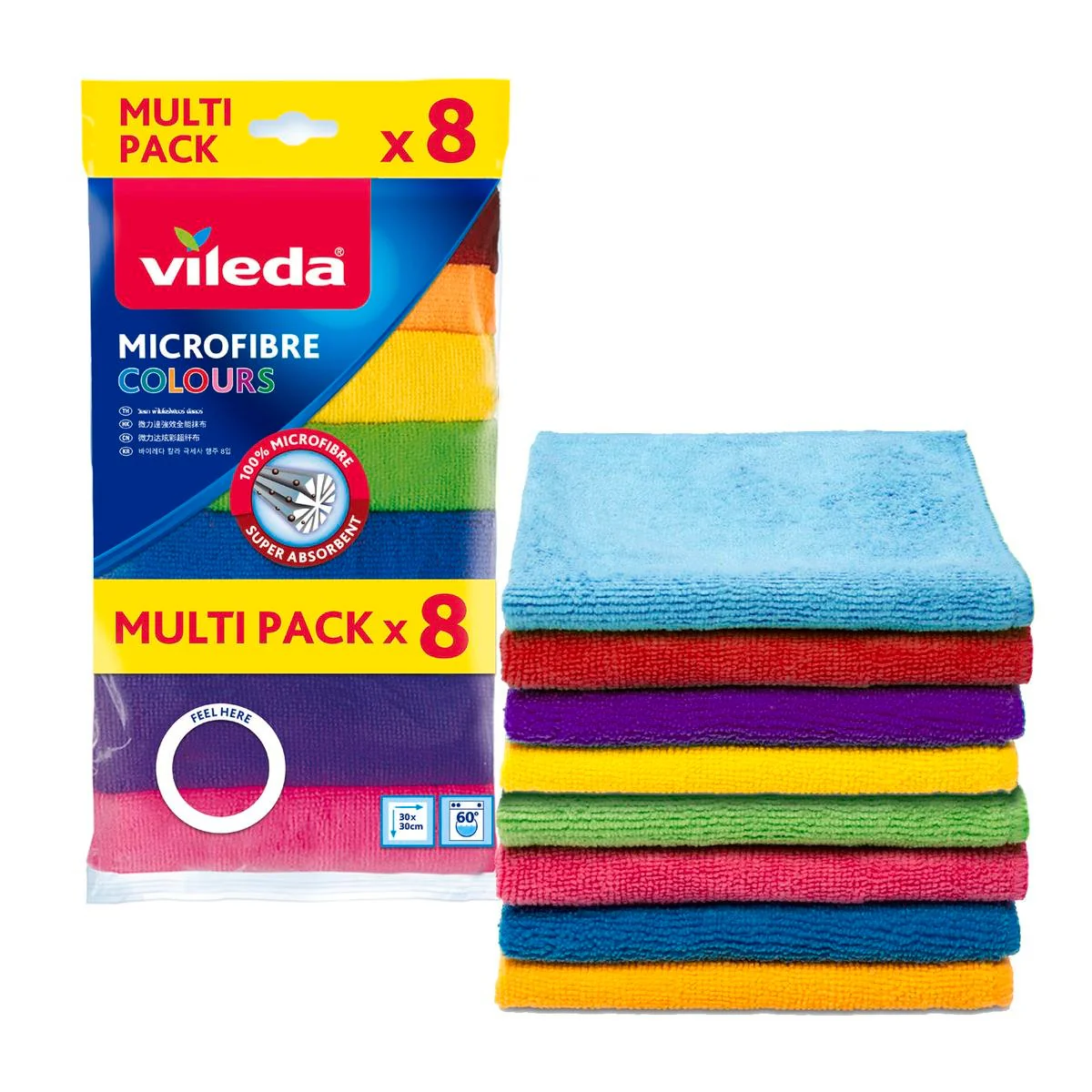 Vileda Microfibre Cloths - 8 Pack - 80% Polyester - All Purpose Cleaning
