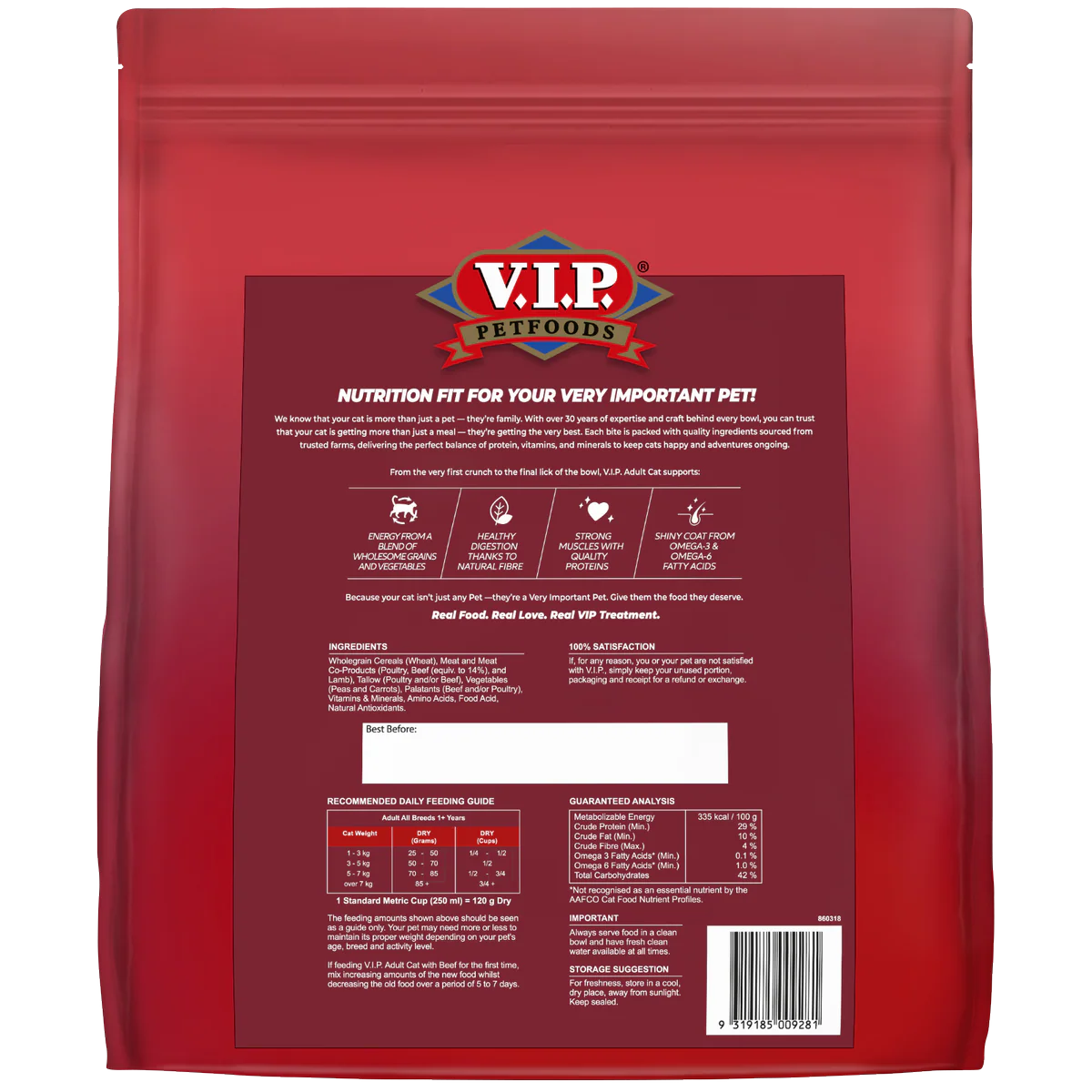 Vip 6kg Beef Dry Cat Food - Complete Nutrition for Adult Cats - Australian Made - Image 2