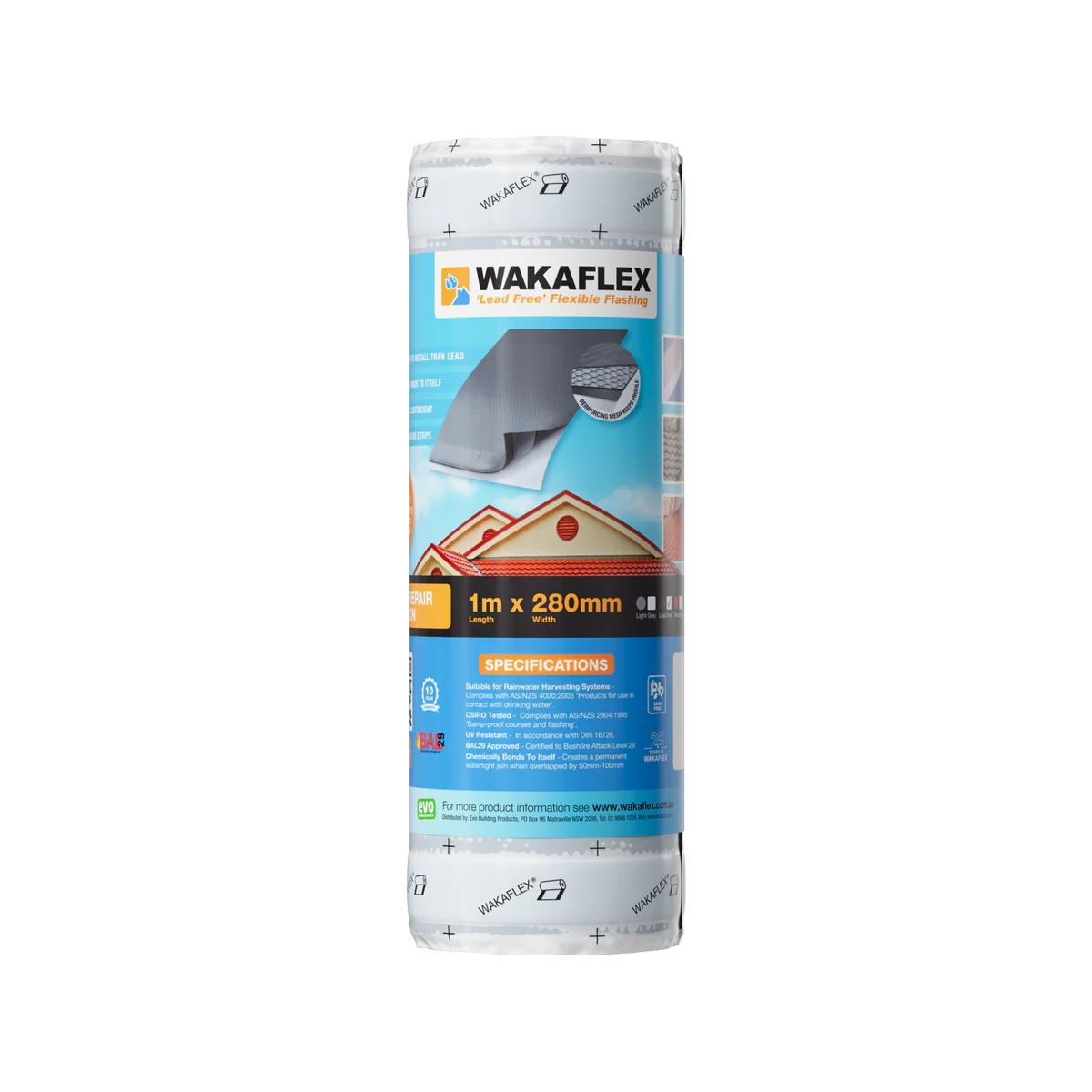 Wakaflex Lead Free Flashing 280mm x 1m Terracotta - Waterproof Seal
