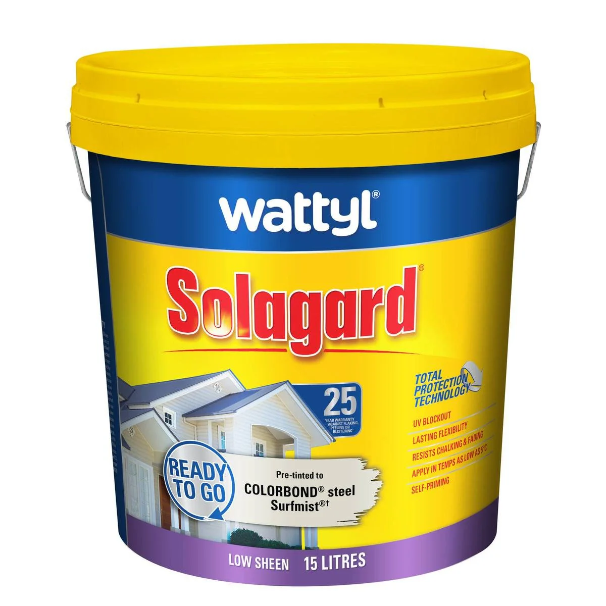 Wattyl 15L Low Sheen Solagard Exterior Paint 15L - Surfmist - UV Protection