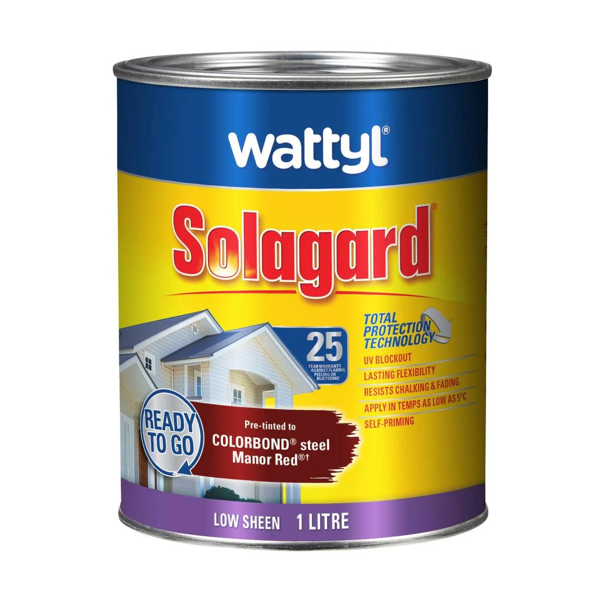 Wattyl 1L Pre-tinted Manor Red Low Sheen Solagard Exterior Paint