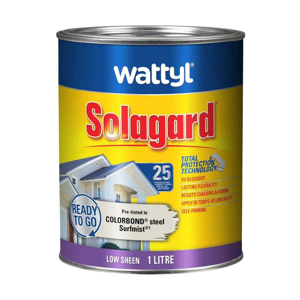 Wattyl 1L Pre Tinted Surfmist Low Sheen Solagard Exterior Paint - UV Protection, Self-Priming