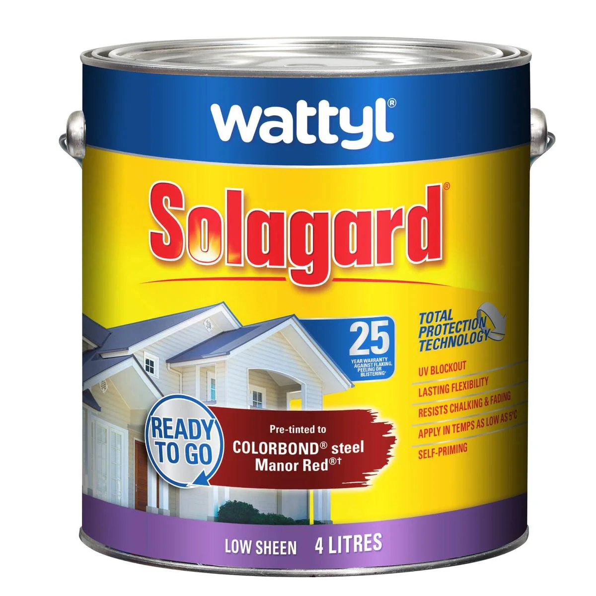 Wattyl 4L Pre-tinted Manor Red Low Sheen Solagard Exterior Paint - 4L