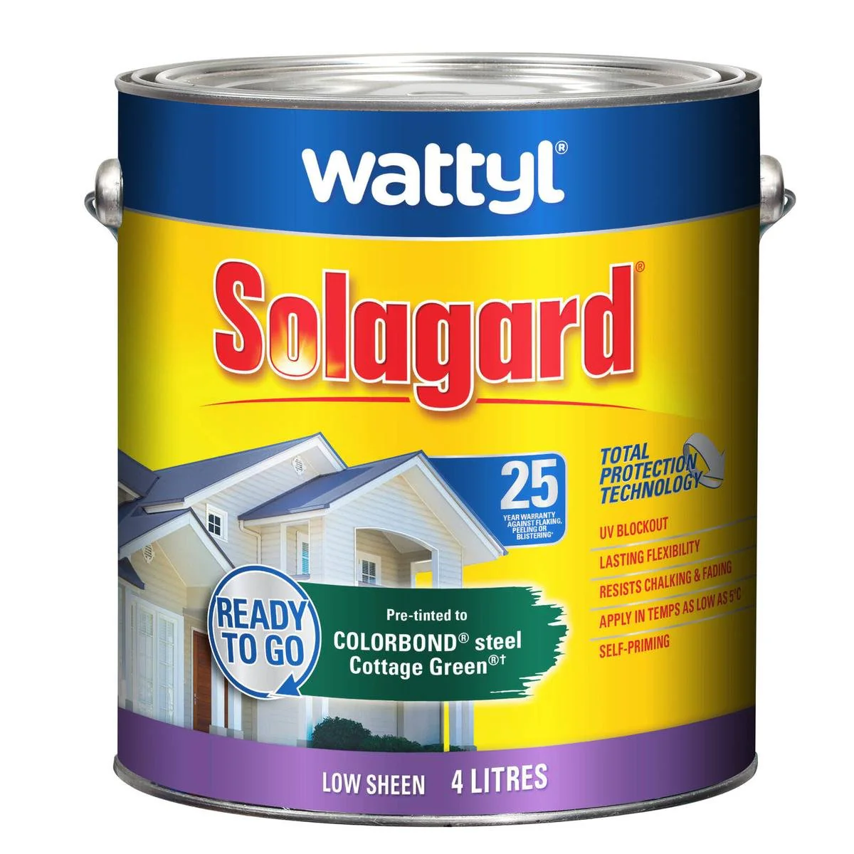 Wattyl 4L Solagard Exterior Paint - Cottage Green - Low Sheen - 4kg
