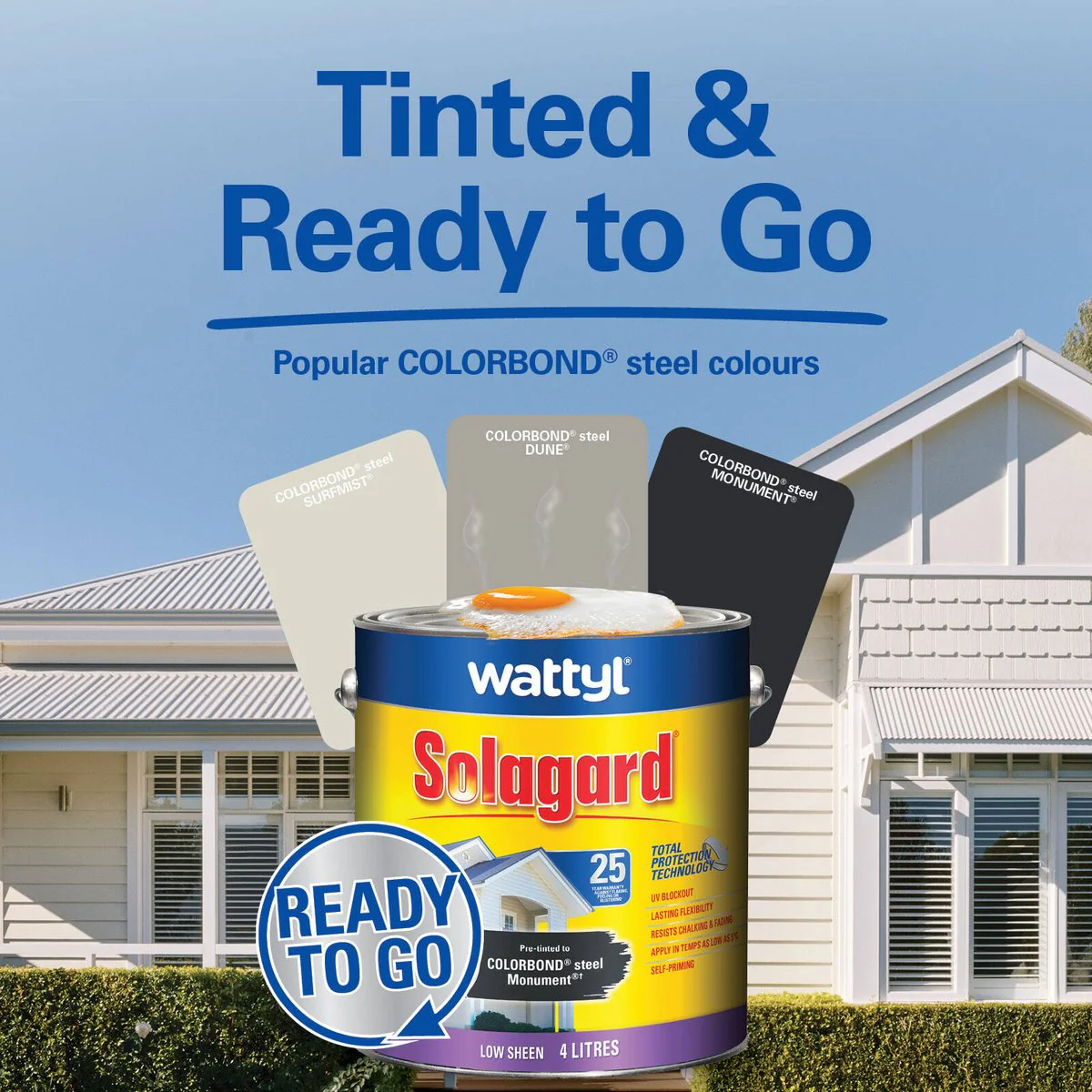 Wattyl Solagard Exterior Paint - 1L - Classic Cream - Pre-Tinted - Low Sheen - Durable - Image 2