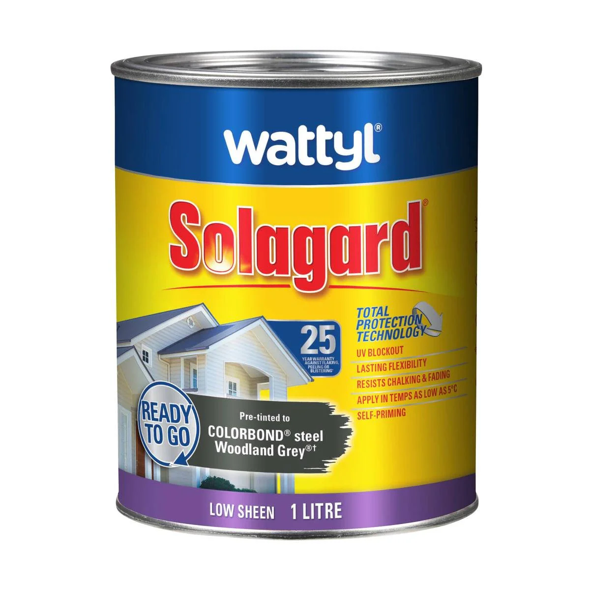 Wattyl Solagard Exterior Paint - 1L - Woodland Grey - Low Sheen - Durable Protection