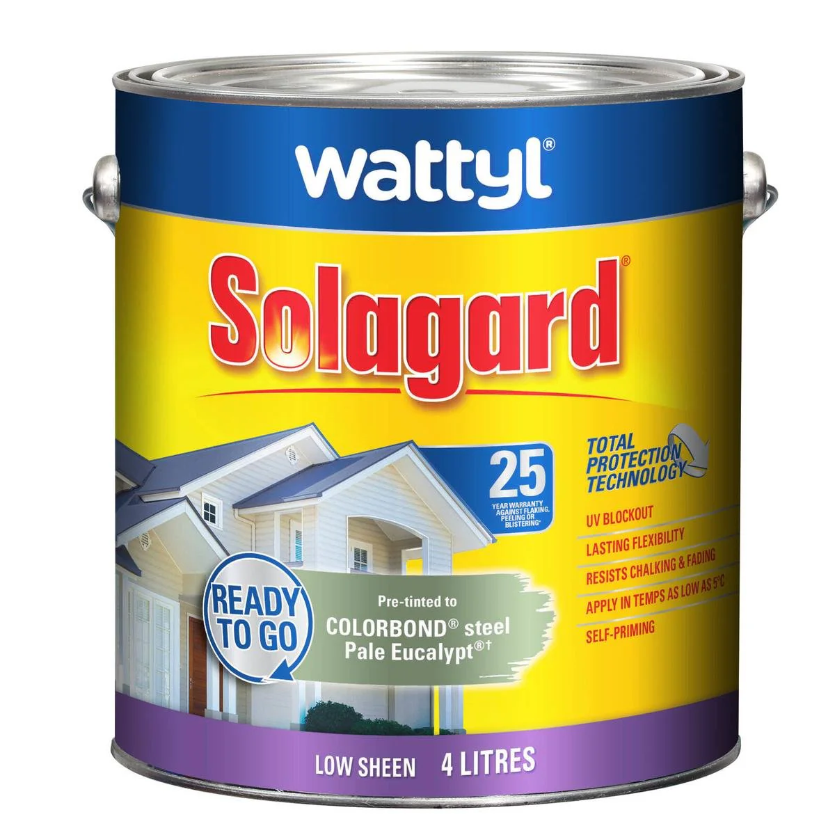 Wattyl Solagard Exterior Paint 4L - Pre Tinted Pale Eucalypt - Low Sheen - UV Protection