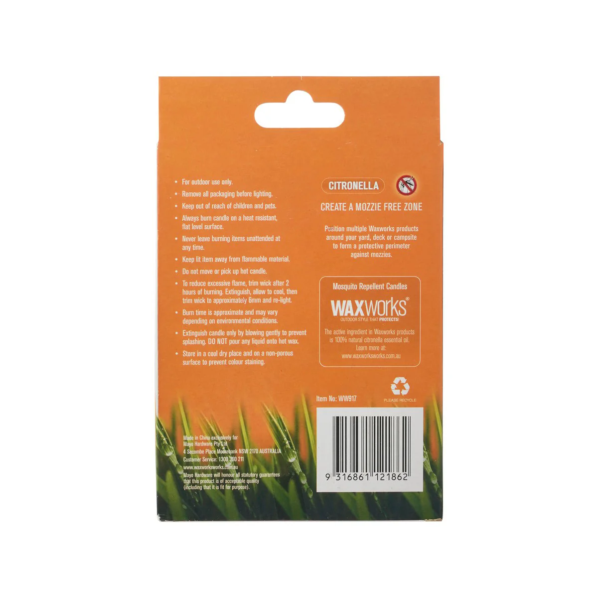 Waxworks Orange Citronella Candle Tea Lights 24 Pack - 135mm x 180mm - Repels Mosquitoes - Image 2