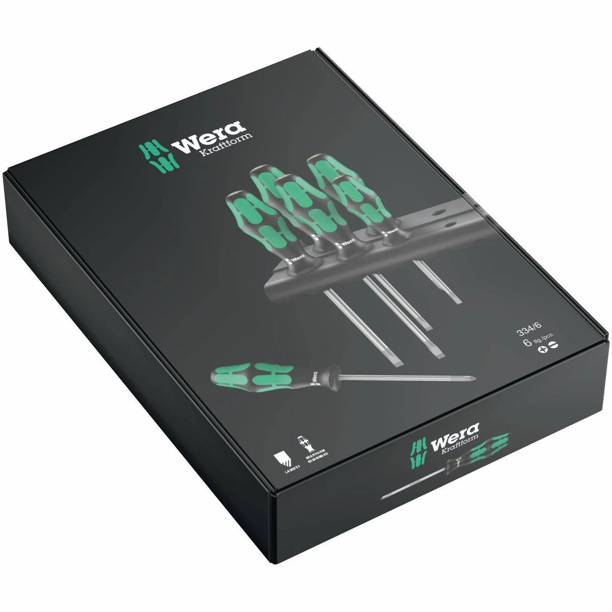 Wera 6 Piece 334 6 Screwdriver Set - Ergonomic Handles - 285mm x 210mm - Image 3
