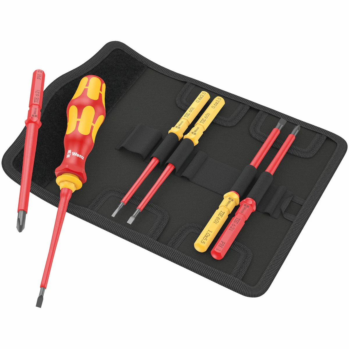 Wera 7 Piece VDE Kraftform Kompakt Universal Screwdriver Set - 300mm x 150mm x 50mm - Insulated, Ergonomic, Durable