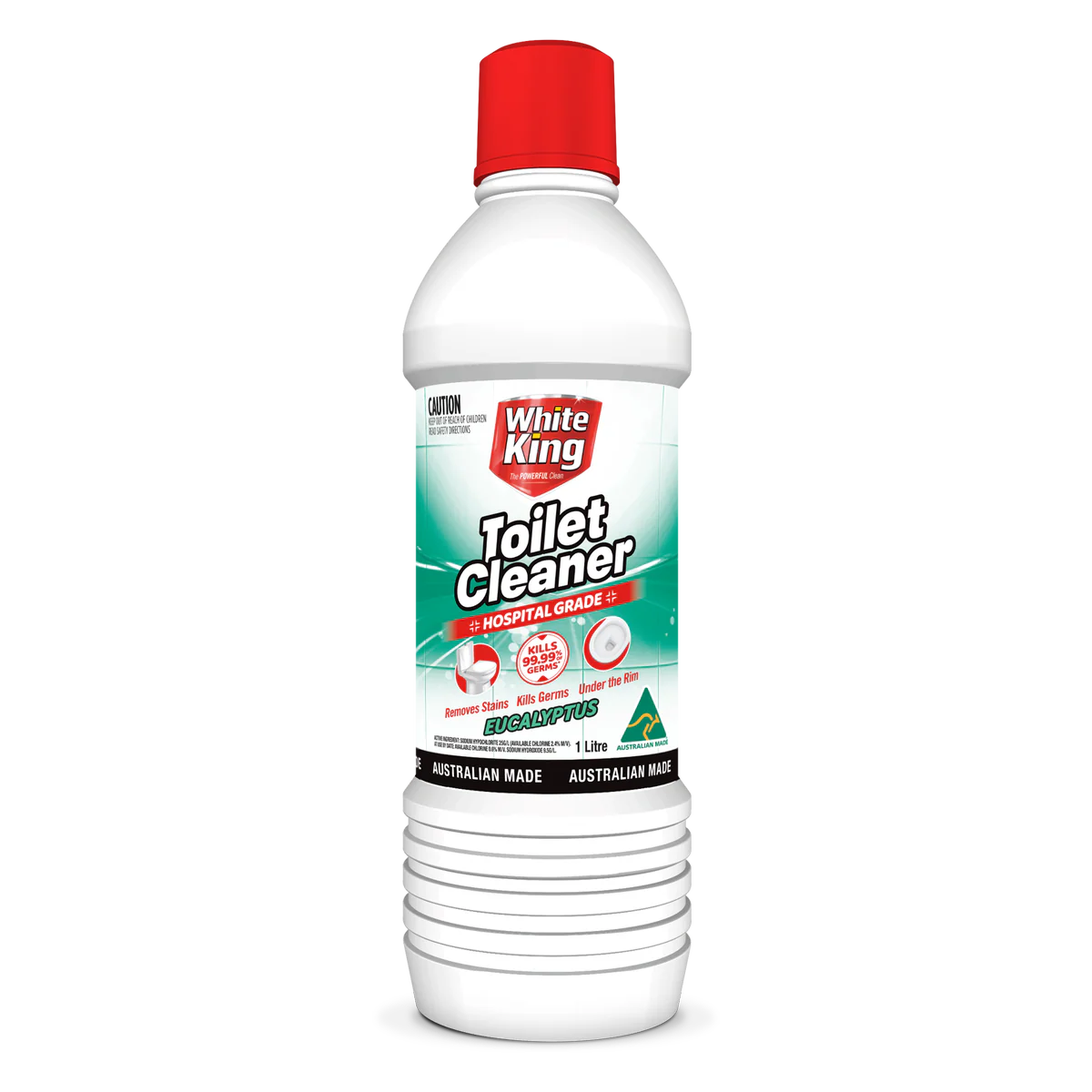 White King Eucalyptus Toilet Cleaner - 1L - Hospital-Grade - White - 99.99% Germ Kill