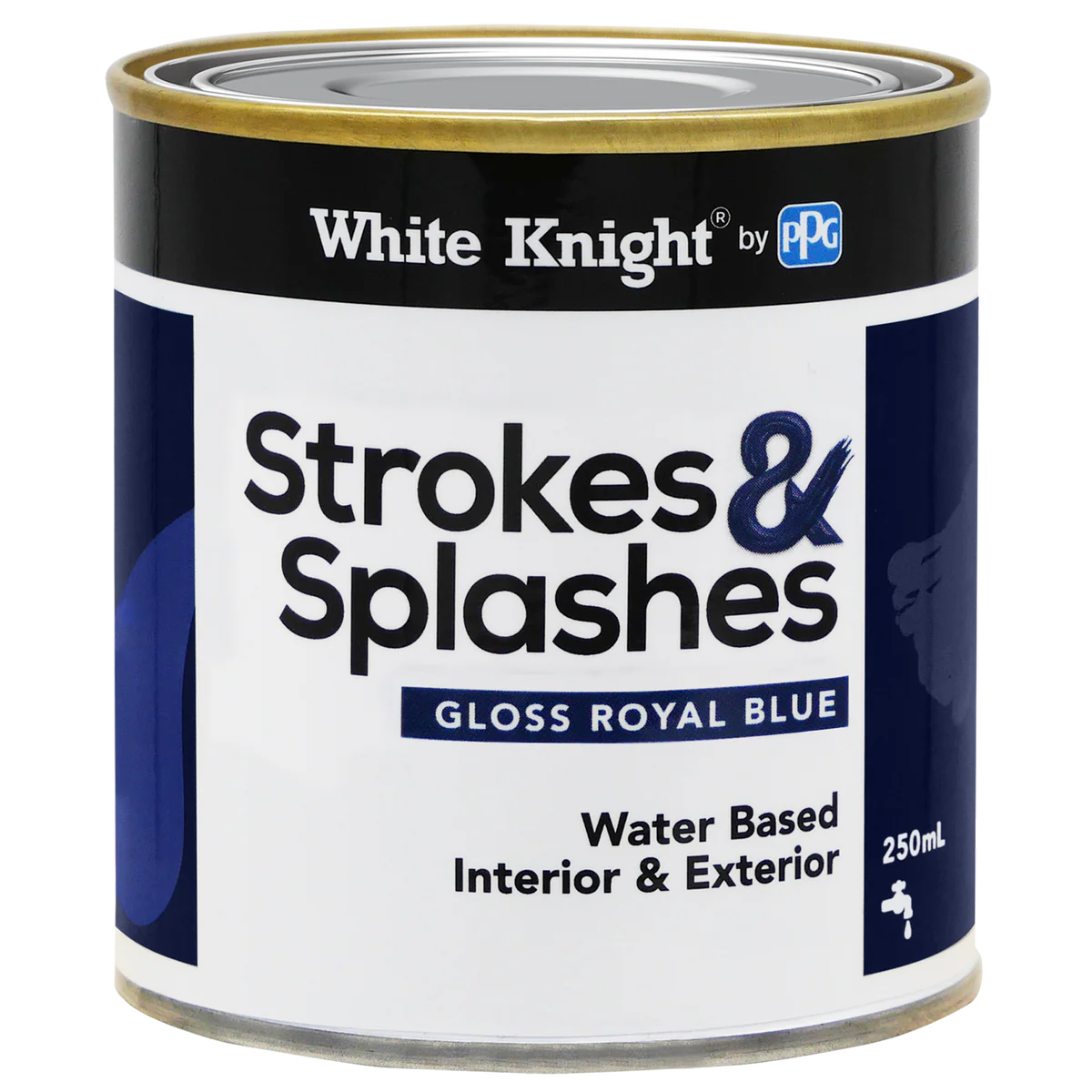White Knight 250ml Royal Blue Strokes & Splashes Paint - Gloss Finish - Durable