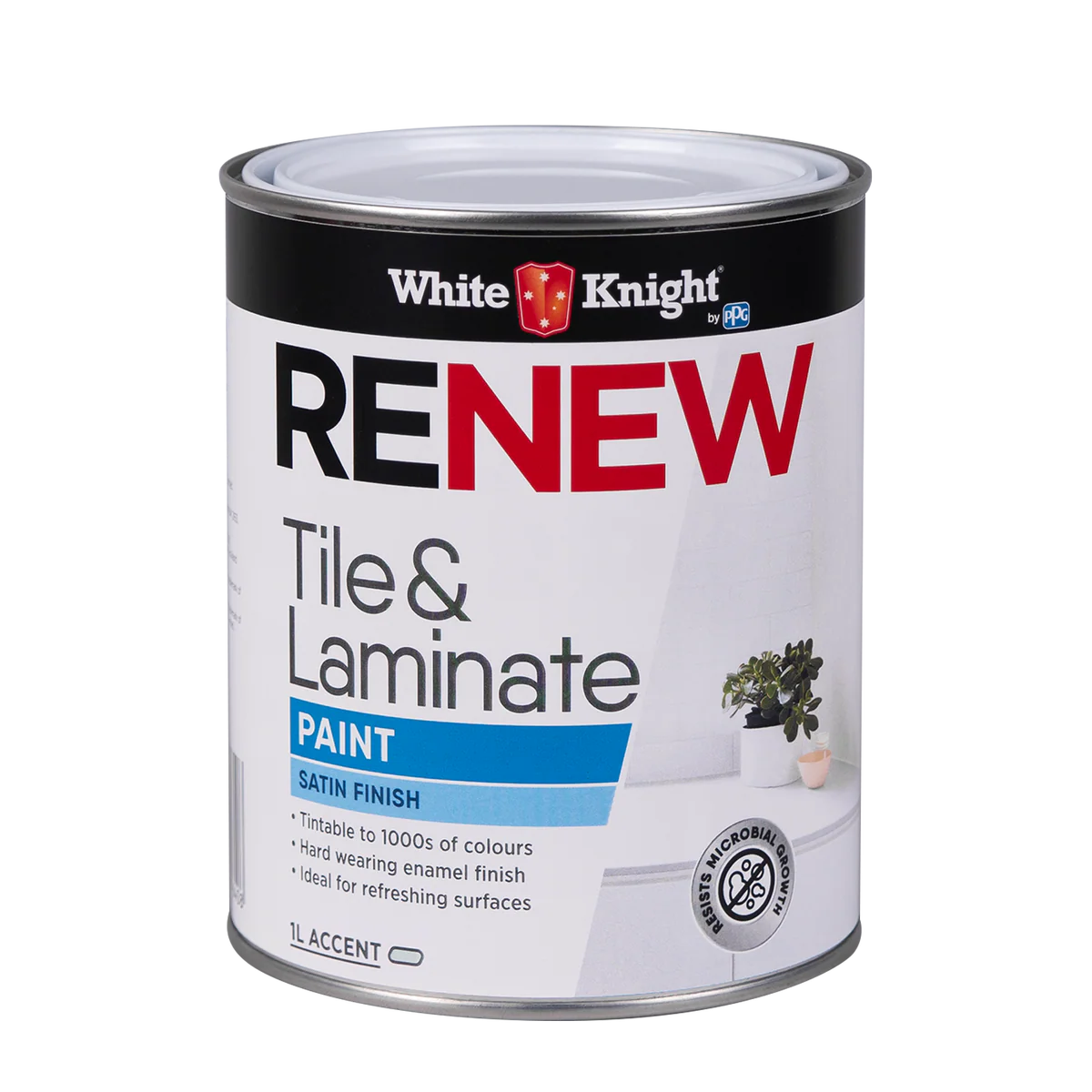 White Knight Accent Satin Renew Tile and Laminate Paint 1L - White