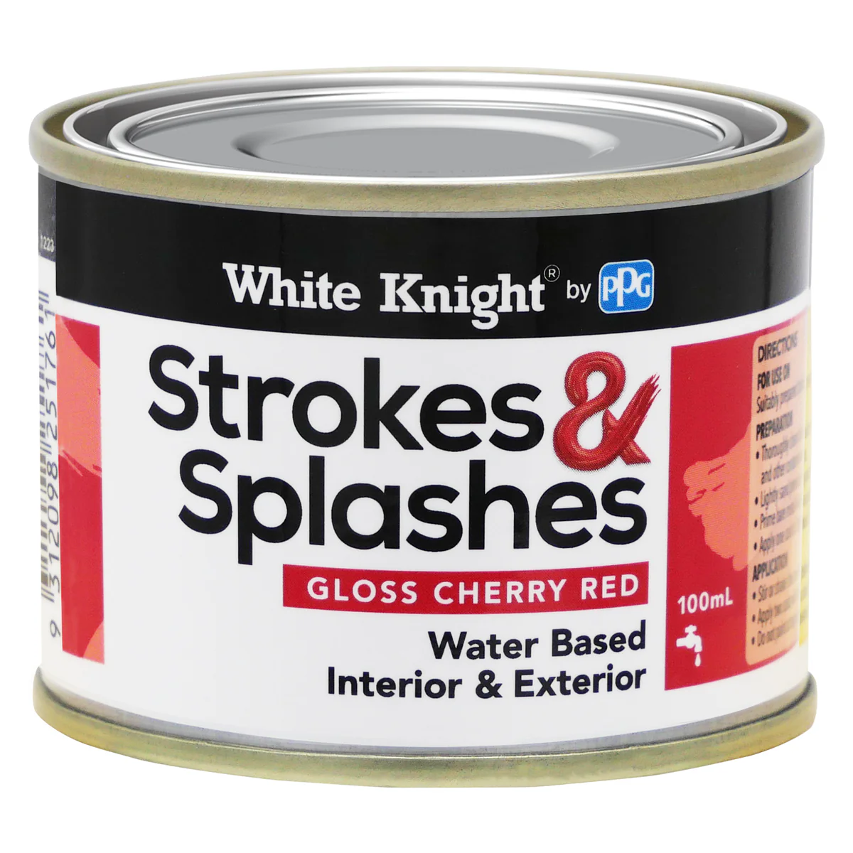White Knight Cherry Red 100ml Water Based Paint - Quick Drying - Gloss Finish