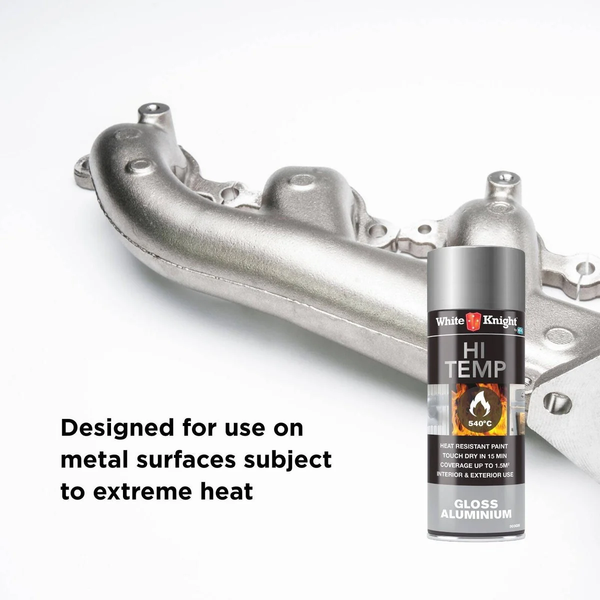 White Knight Hi Temp Spray Paint - 300g - Aluminium - Heat Resistant - Image 3