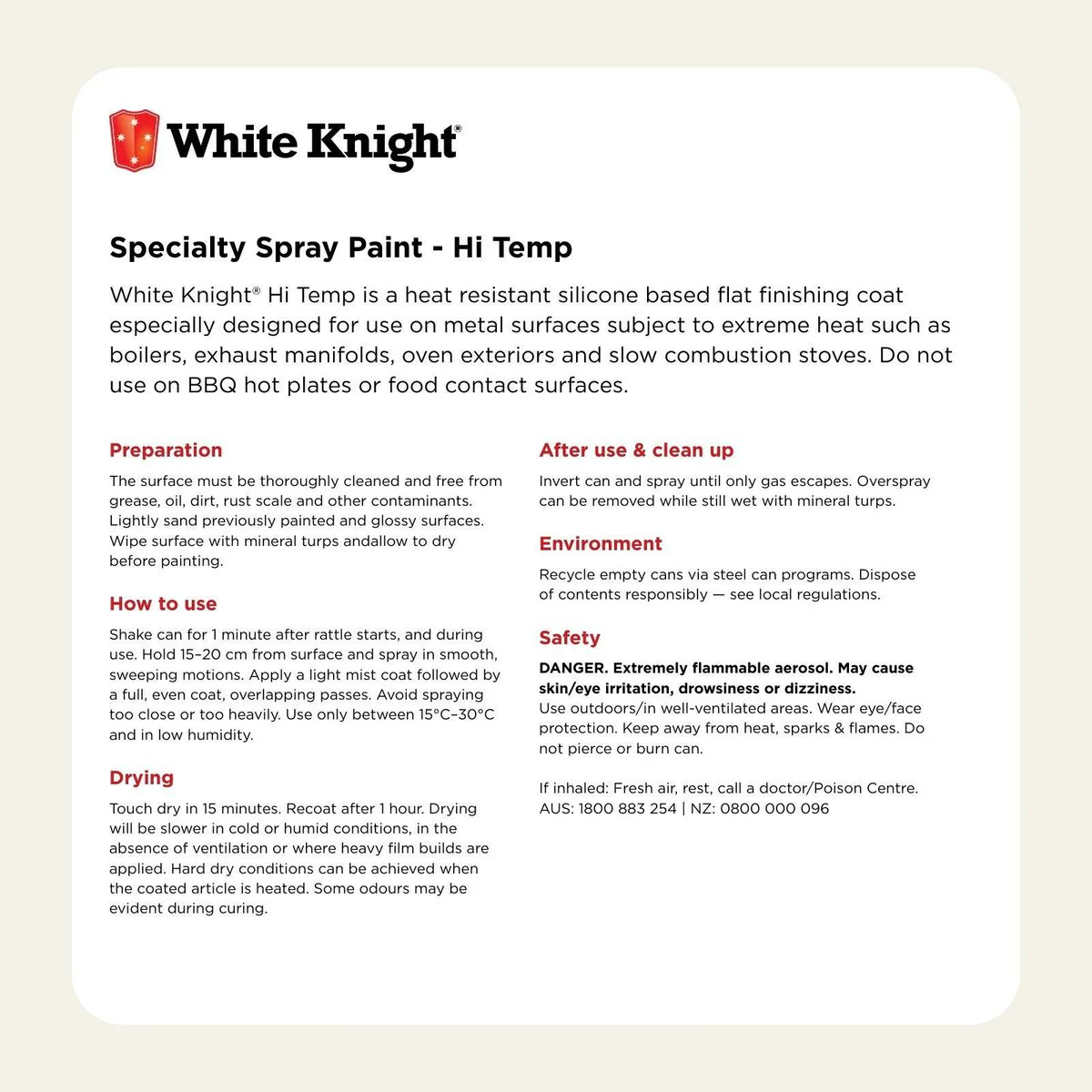 White Knight Hi Temp Spray Paint - 300g - Metallic Charcoal- Solvent Based - Heat Resistant - Image 5