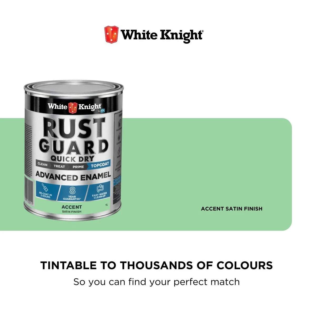White Knight Rust Guard 1L Accent Satin Enamel Paint - Quick Dry - Metal Protection - Image 3