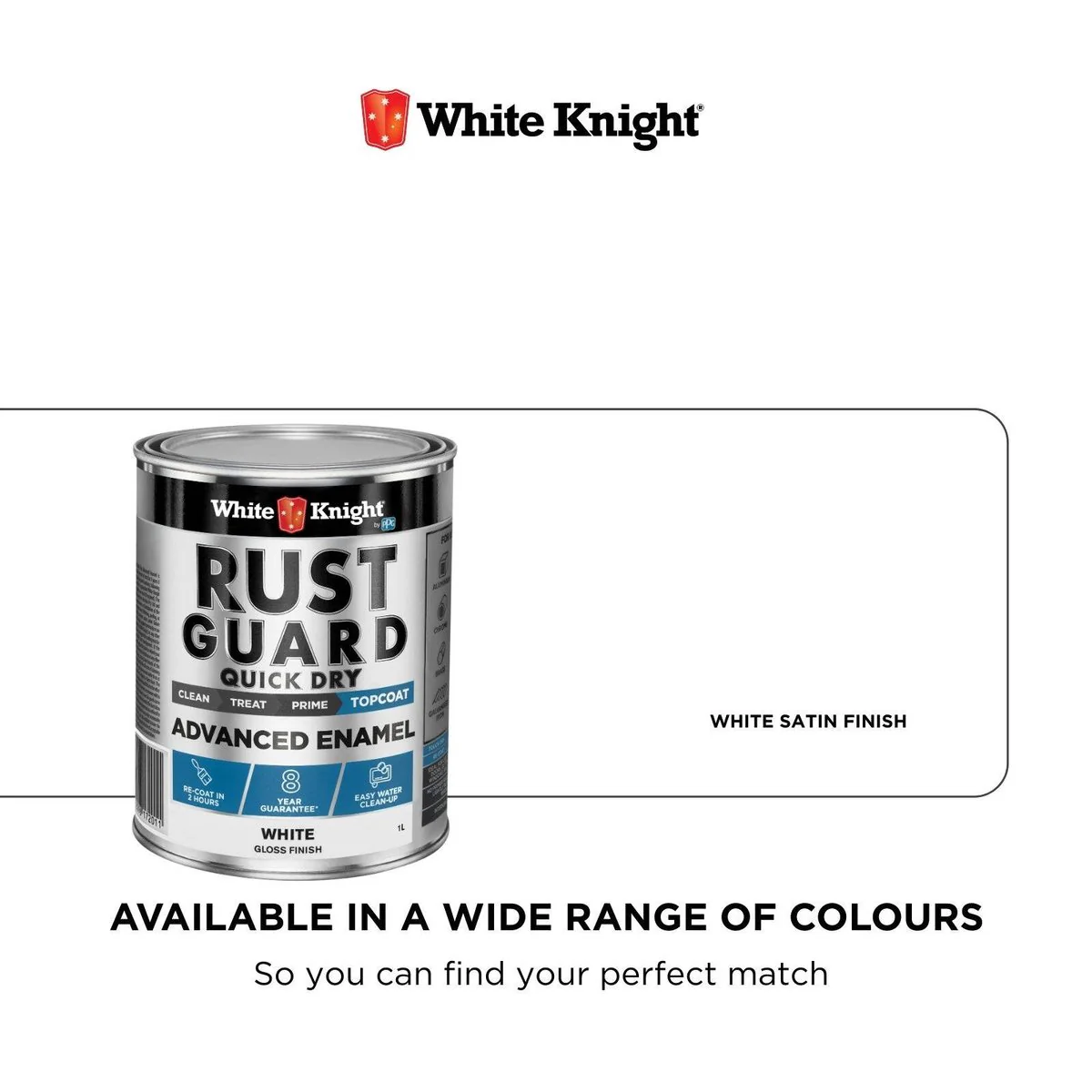 White Knight Rust Guard 1L Advanced Enamel Paint - White Gloss - Quick Dry - Image 4