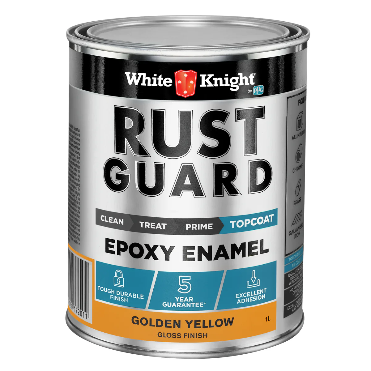 White Knight Rust Guard Epoxy Enamel Paint 1L Golden Yellow - UV-Resistant, Durable