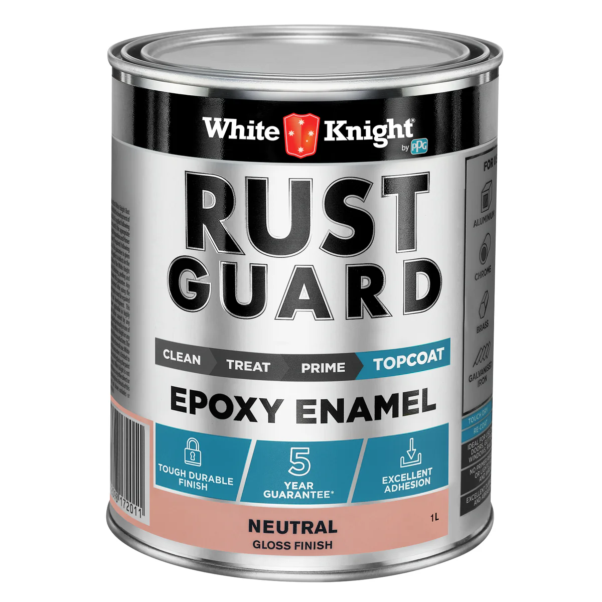 White Knight Rust Guard Epoxy Enamel Paint - 1L - Neutral Gloss - UV Resistant