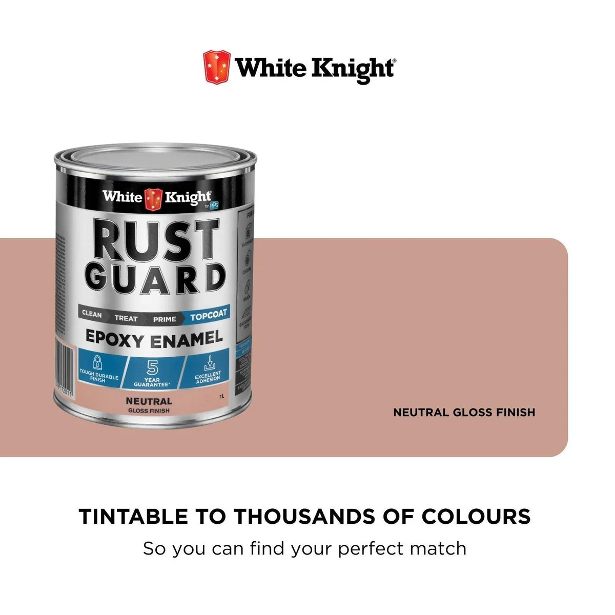 White Knight Rust Guard Epoxy Enamel Paint - 1L - Neutral Gloss - UV Resistant - Image 4