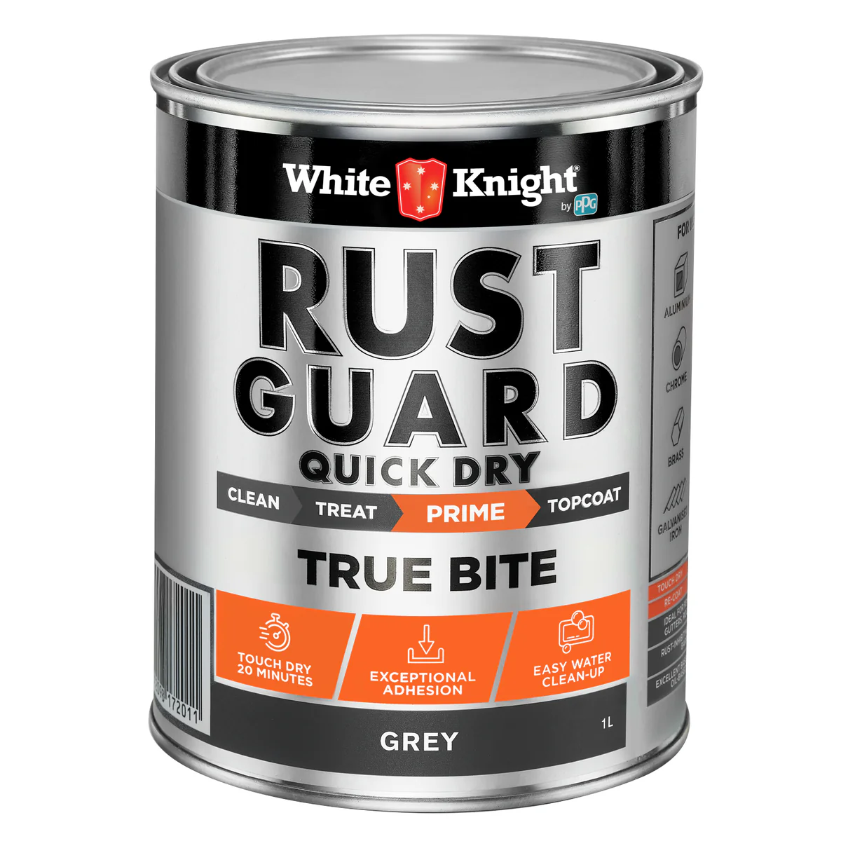White Knight Rust Guard Primer Paint 1L Grey Water Based Quick Dry