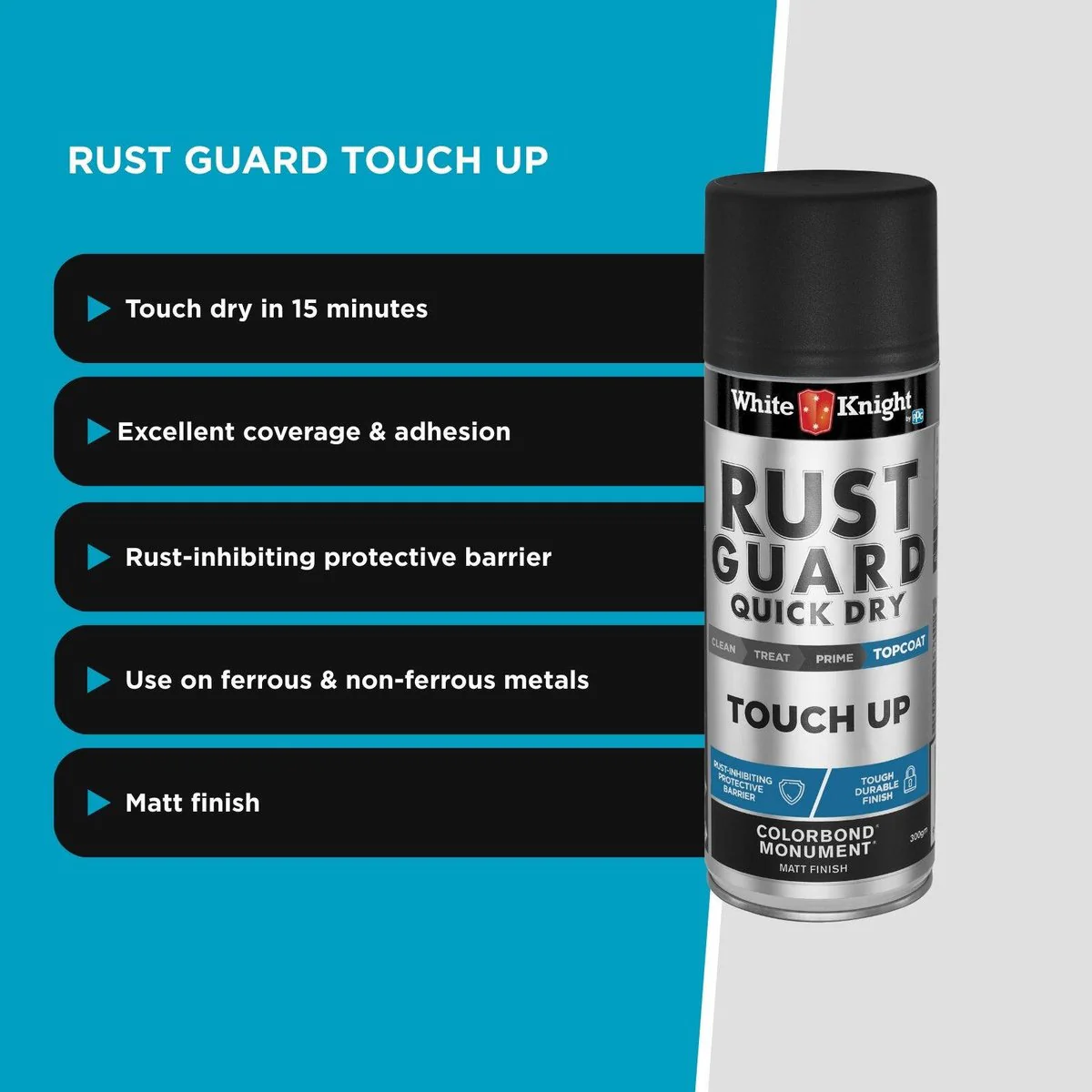 White Knight Rust Guard Touch Up Spray Paint 300g Monument Matt - Image 4