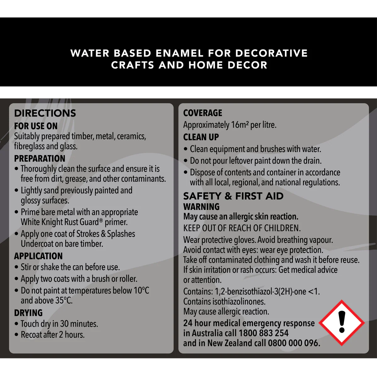 White Knight Strokes and Splashes Paint - 100ml - Water Based - Gloss Finish - Image 2