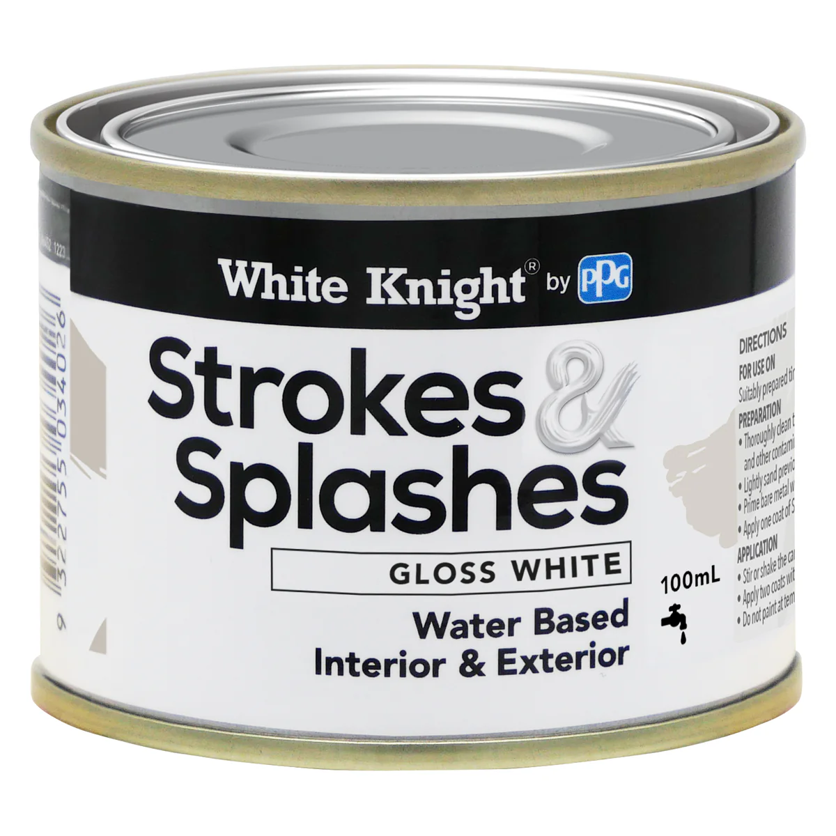 White Knight Strokes and Splashes Paint - White 100ml - Gloss Finish