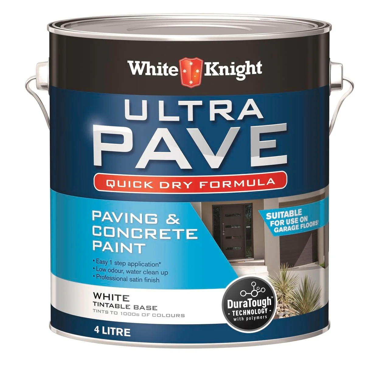 White Knight Ultra Pave Concrete Paint 4L - White - Quick Dry - 30 Min Touch Dry