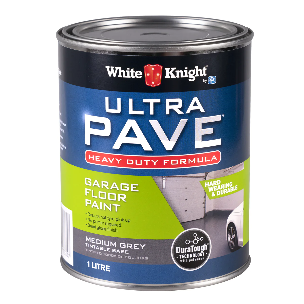 White Knight Ultra Pave Garage Floor Paint - 1L - Medium Grey - Heavy Duty - DuraTough Technology