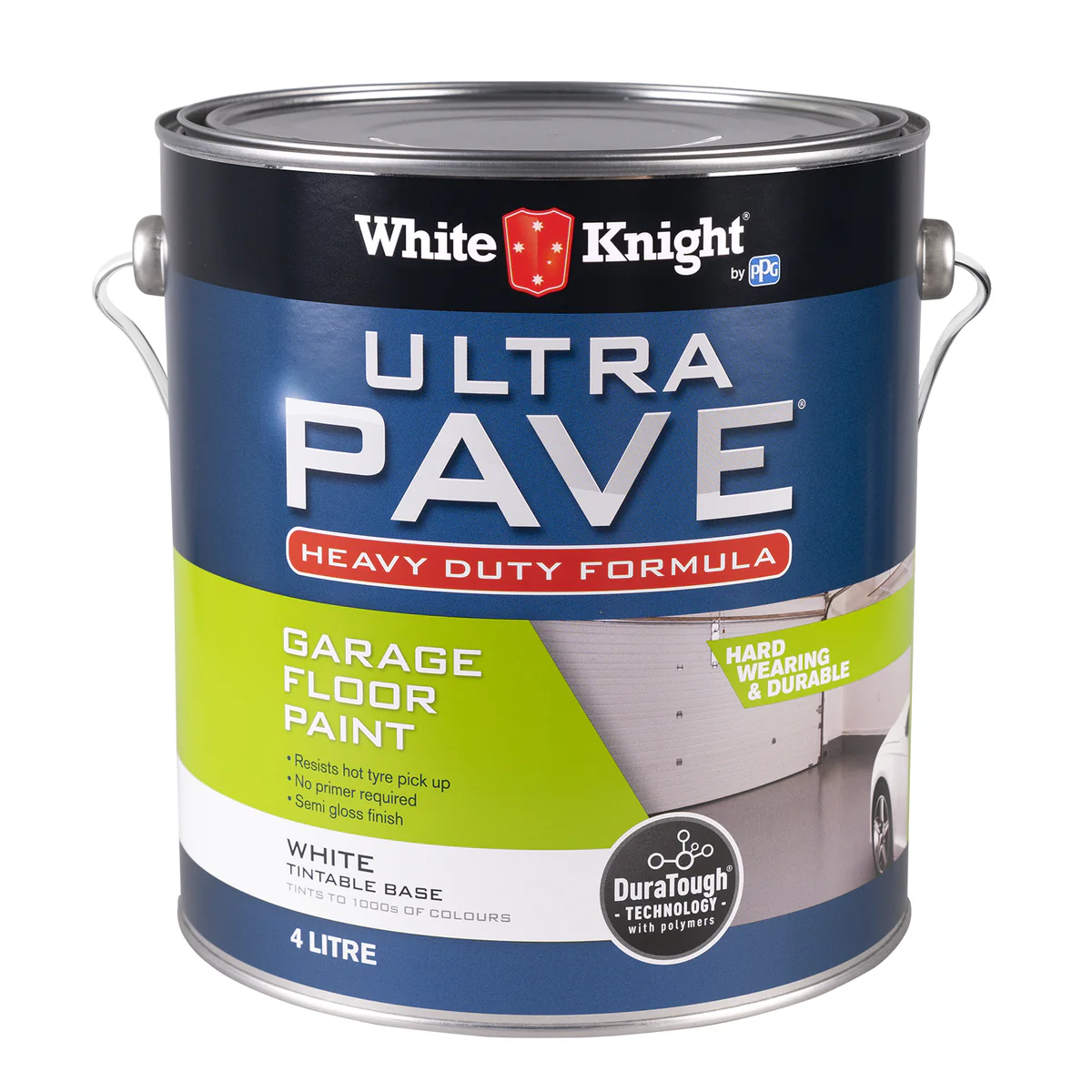 White Knight Ultra Pave Garage Floor Paint - 4L - White - Heavy Duty, Oil Resistant