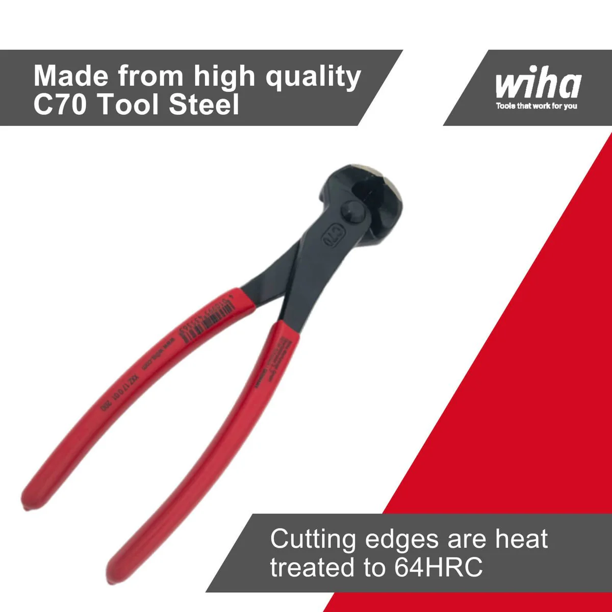 Wiha 200mm Carpenters End Cutting Nippers - C70 Tool Steel - 0.33kg - Image 5