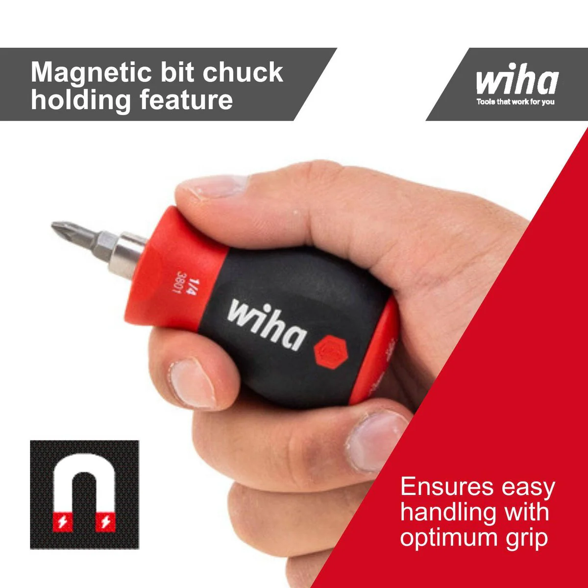 Wiha 6 Bits Screwdriver Stubby Bit Holder - 6.5cm - Multi/Assorted - Image 3
