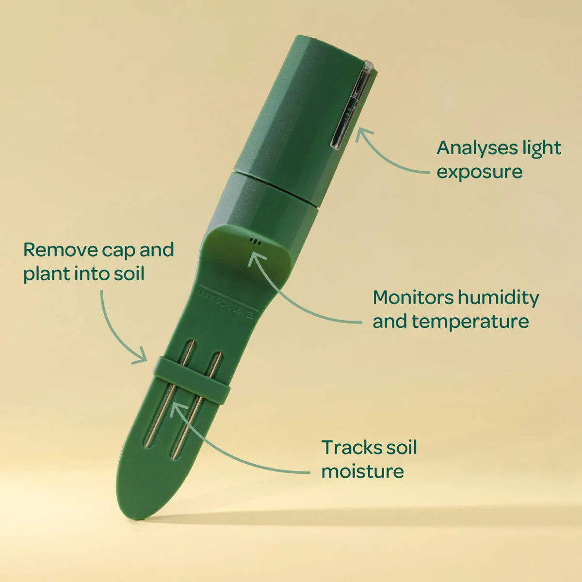 Willow Smart Indoor Plant Sensor Plant Parent Pack Moss - 3 Sensors - 260mm x 40mm x 197mm - Monitors Soil Moisture, Light, Temperature, Humidity - Image 2