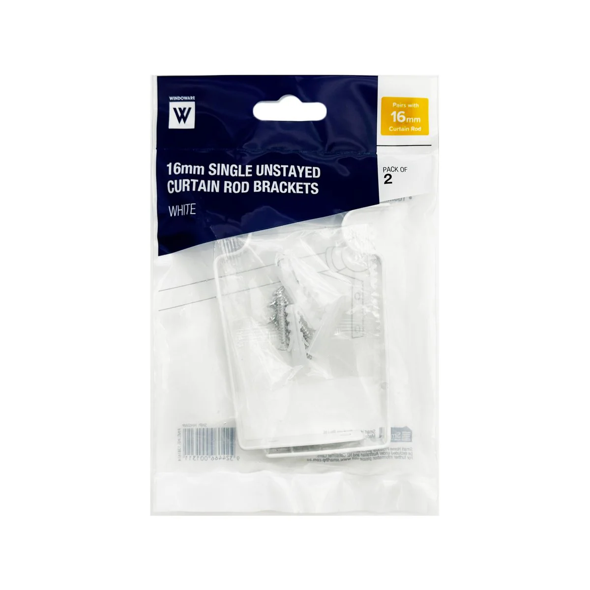 Windoware 100mm White Metal Single Curtain Unstayed Bracket 2 Pack - Image 4