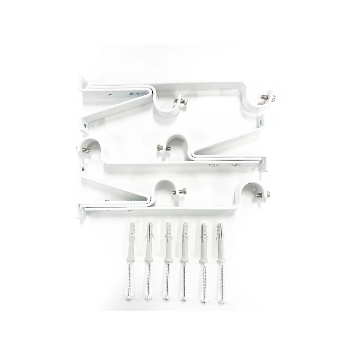 Windoware 25-28mm White Double Curtain Rod Bracket 3 Pack - Layering Solution