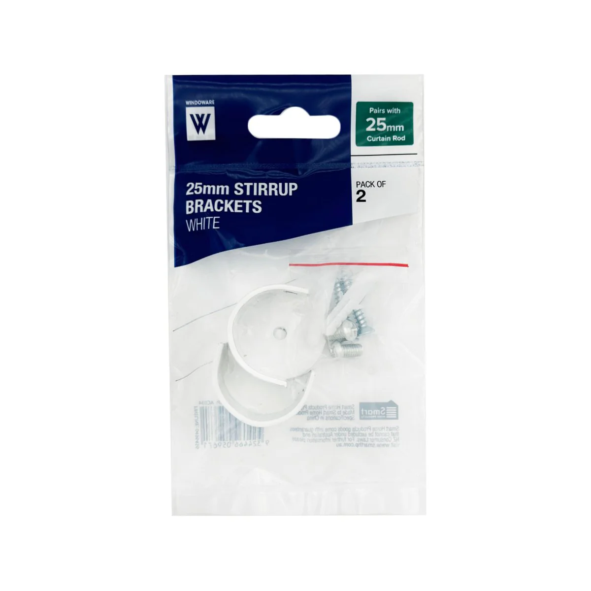 Windoware 25mm White Curtain Rod Stirrup Bracket 2 Pack - Secure Installation - Versatile Mounting - Image 2