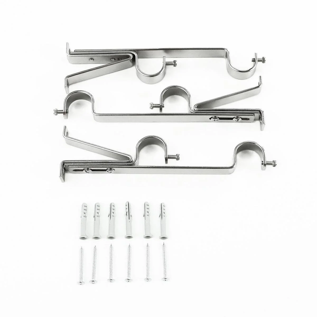 Windoware 25mm Satin Double Curtain Rod Bracket 3 Pack - Metal - 40mm x 40mm x 40mm