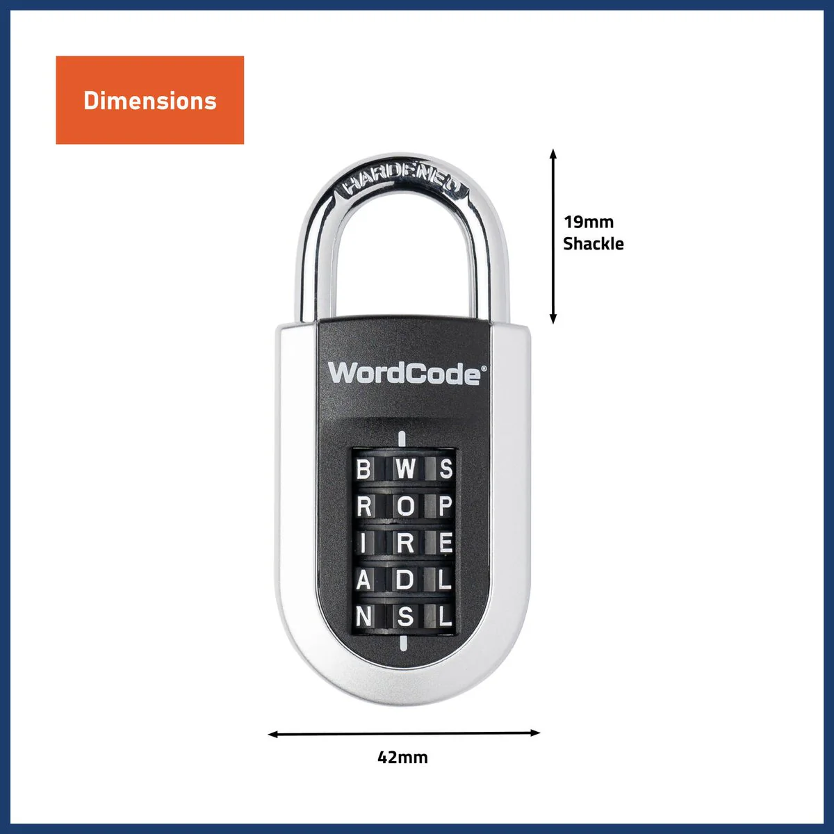 Wordcode Vertilock 5 Dial Stacker Combination Padlock - 43mm x 92mm - Secure Word-Based Lock - Image 2