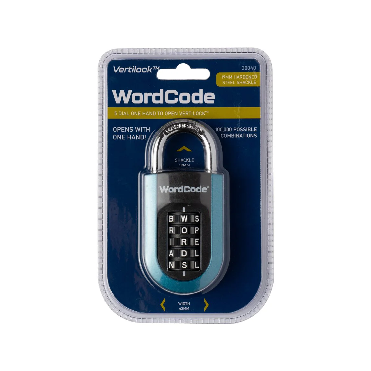 Wordcode Vertilock 5 Dial Stacker Combination Padlock - 43mm x 92mm - Secure Word-Based Lock - Image 5