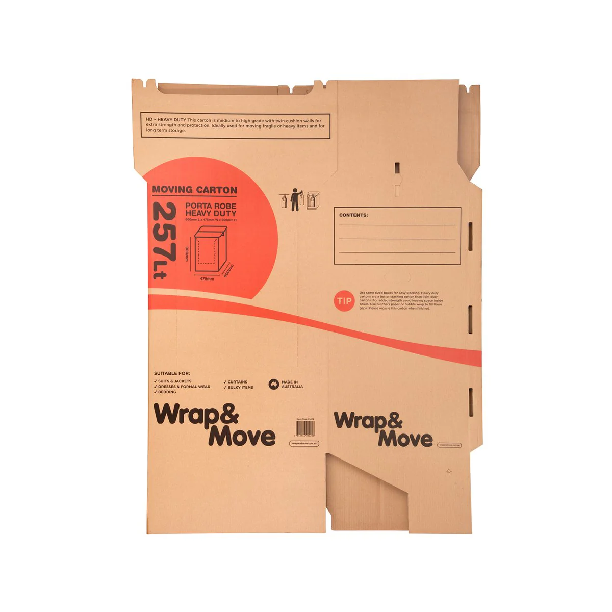 Wrap Move Porta Robe - 475 x 900 x 600mm - Cardboard - Heavy Duty - Image 2