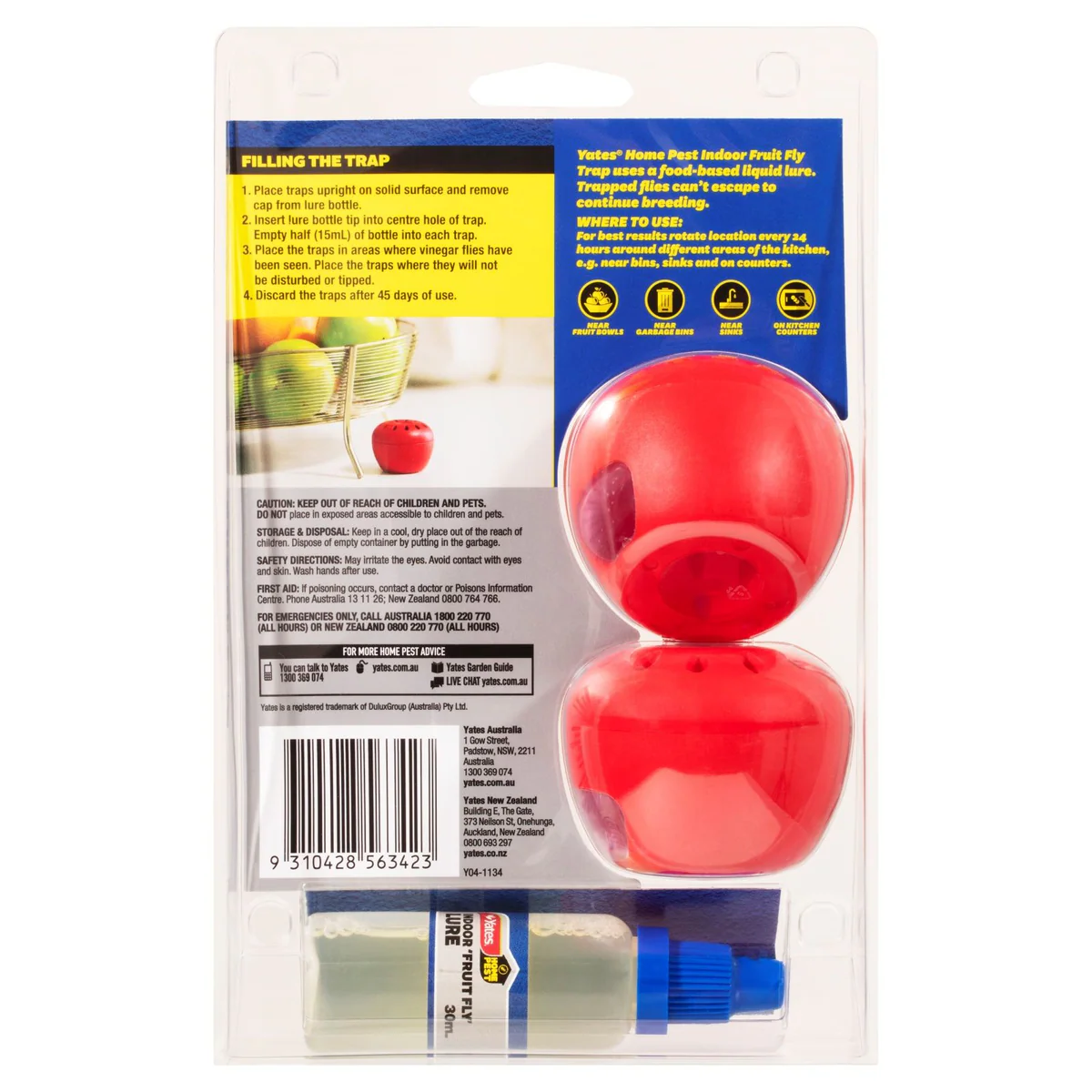 Yates Home Pest Indoor Fruit Fly Trap 2 Pack - 2 Traps - 63.5mm x 204.5mm - Lures & Kills Fruit Flies - Image 2